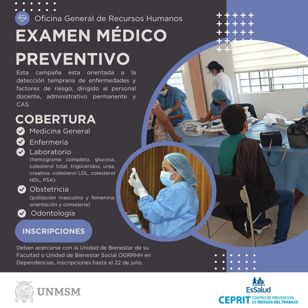 EXAMEN MEDICO PREVENTIVO HASTA EL 22 07 24